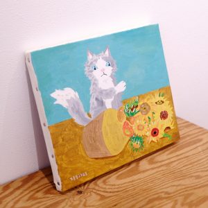 スミタマサタカ「ひまわりを倒すねこ」